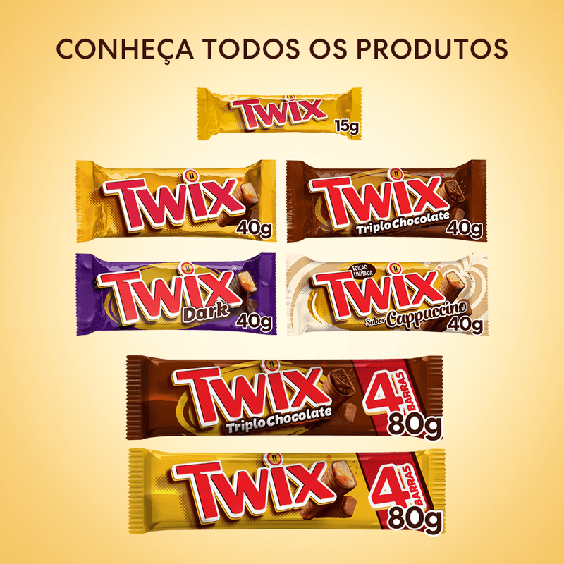 Kit Chocolate Twix Original Individual 10 Unidades De 40g - Mars